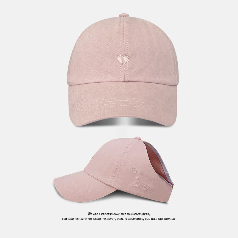 Pink Stylish Ponytail Opening Baseball Cap - Have a Nice Day" Embroidery"