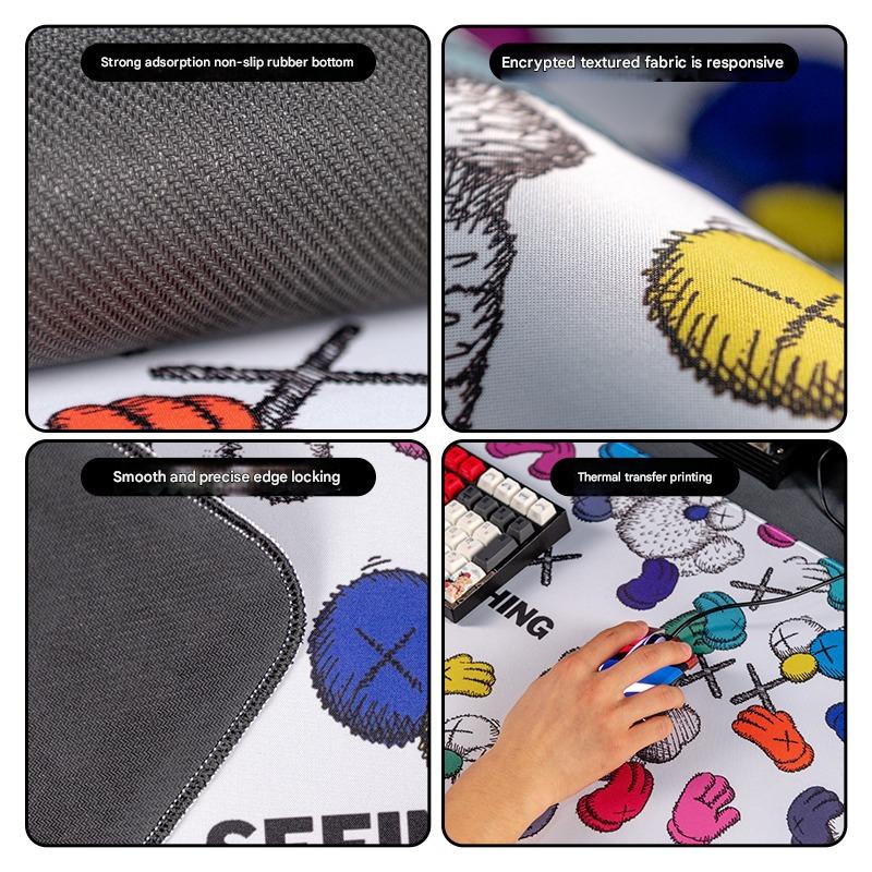 Extended Gaming Mousepad (80x30x0.4cm) - Big Beard Uncle Design, Stitched Edges - Style 3
