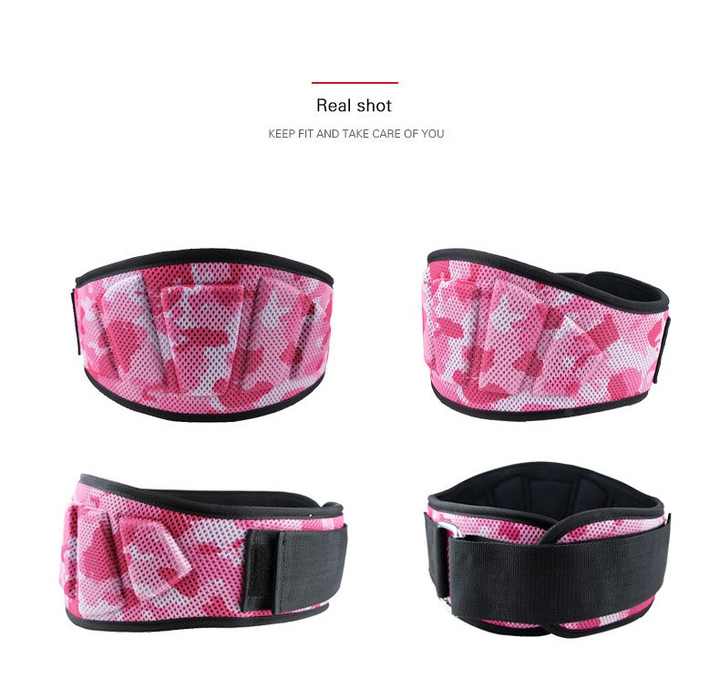 Size XL Pink Camouflage Camo Weightlifting Belt - EVA Nylon Gym Belt for Squats, Deadlifts & Lumbar Support