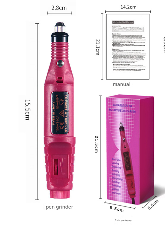 Regular Set With Long Grinding Pin + Sanding Ring Portable Electric Nail Drill Kit - USB Manicure Pedicure Polishing & Shaping Tool Set