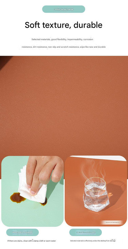 2 PCS Wine red/yellow Extra-Large Leather Table Mat for Study & Work - Pad for Students & Office Use (60x30cm)