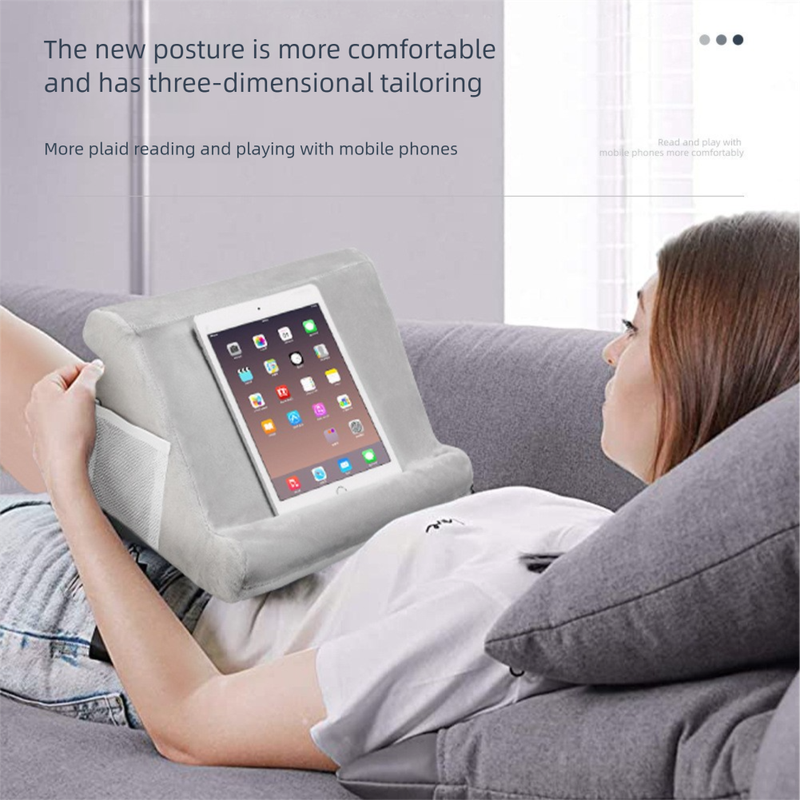 Purple Soft Multi-Angle Tablet Pillow Stand - Comfy Reading & Viewing Holder for iPads, Books, eReaders