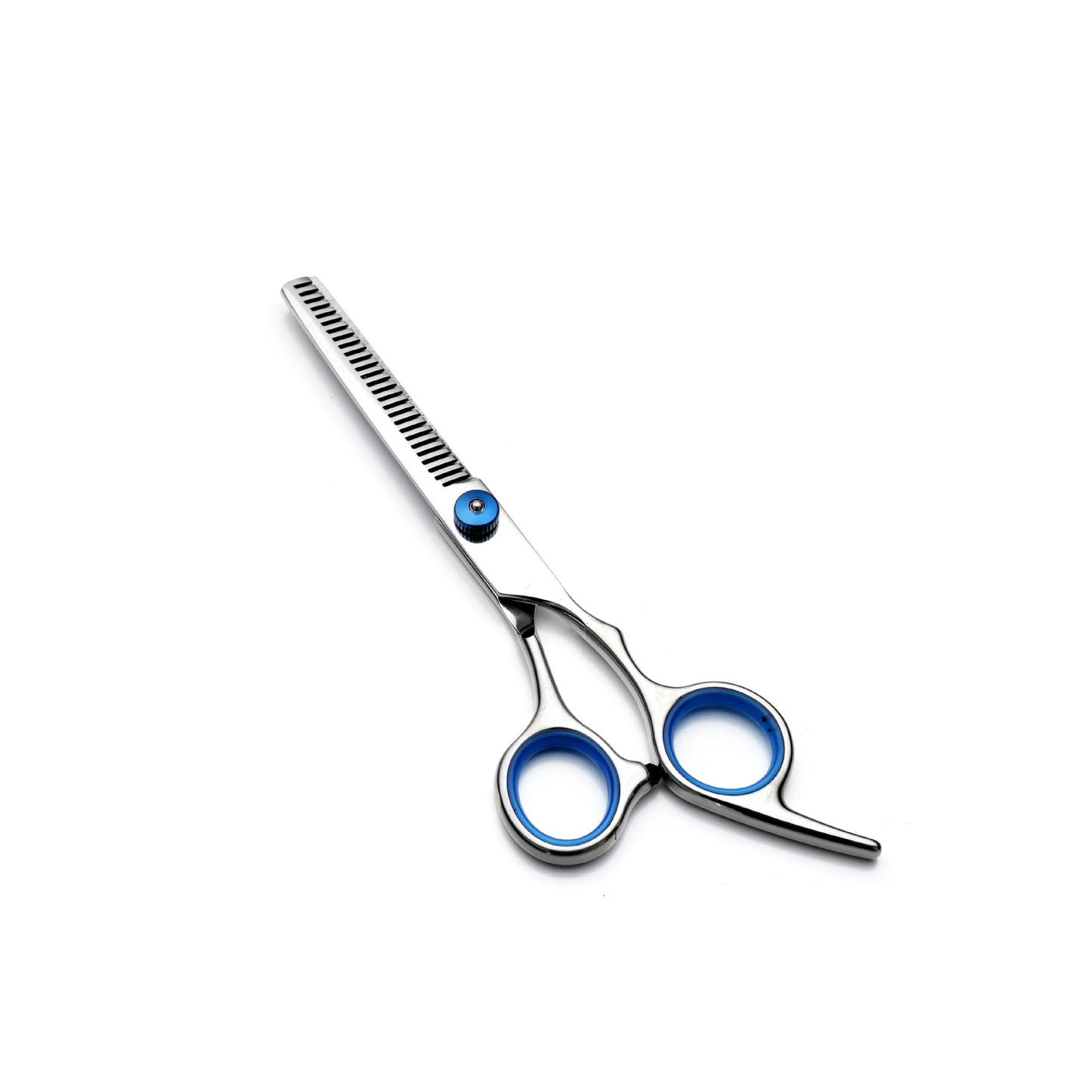 Blue and Silver Complete 5 - Piece Pet Grooming Scissors Kit - Stainless Steel Straight, Curved & Thinning Shears with Comb & PU Case (6.0 Inch) - Factory Direct Shop