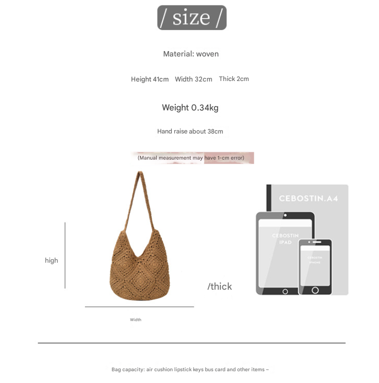 Yellow Flower-Patterned Cotton Crochet Tote Bag - Beach and Commute Essential