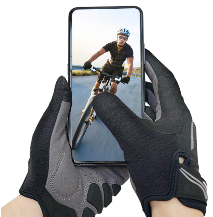 L Blue Unisex Full-Finger Cycling Gloves - Padded Shock-Absorbing & Anti-Slip Grip for MTB & Road Biking