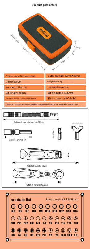 38-Piece Ratchet Screwdriver & Socket Wrench Set (orange)