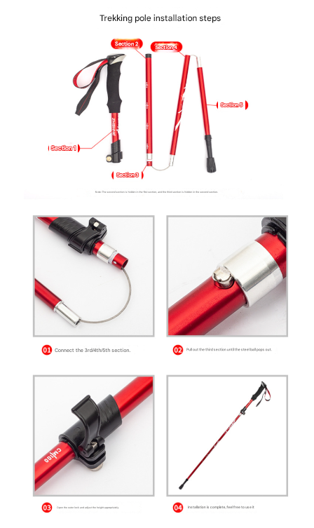 Short Black Ultralight Foldable Hiking Pole - Adjustable Aluminium Trekking Stick with EVA Grip for Outdoor Walking & Climbing