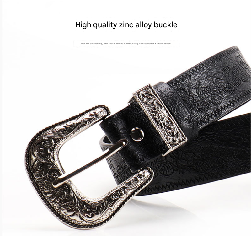 Brown Women's Western Style Embossed Belt 2 Pack Vintage PU Leather Waistband with Antique Silver Buckle for Jeans and Dresses Y2K Fashion - Factory Direct Shop