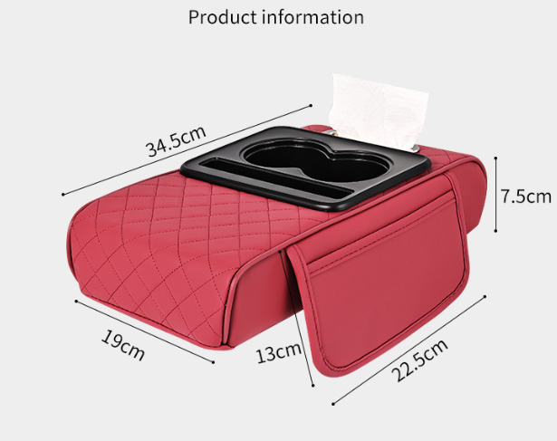 Premium Car Armrest Organizer & Comfort Pad(red)
