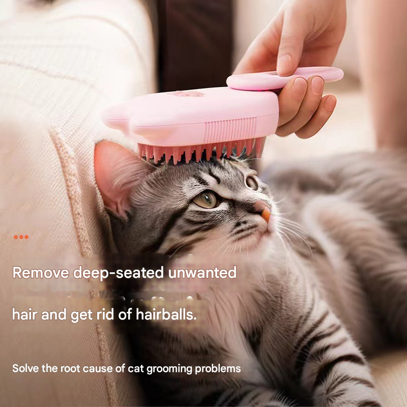 Off - white Pet Spray Grooming Brush - 3 - in - 1 Steam Dematting Comb with Nano Mist for Cats & Dogs - Anti - Flying Hair & Massage - Factory Direct Shop