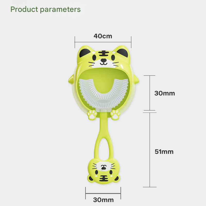 Blue frog U - Shaped Kids Toothbrush - Food Grade Silicone Manual Toothbrush for 2 - 12 Year Olds - 360 degree Full Mouth Cleaning Baby Oral Care - Comes with Wall Mount Holder - Factory Direct Shop