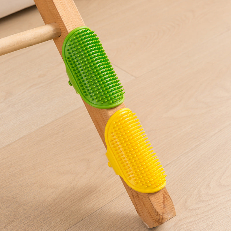 3-Pack Pink Multi-Functional Adjustable Silicone TPR Pet Grooming Massage Brush - for De-Shedding, and Furniture Scratching