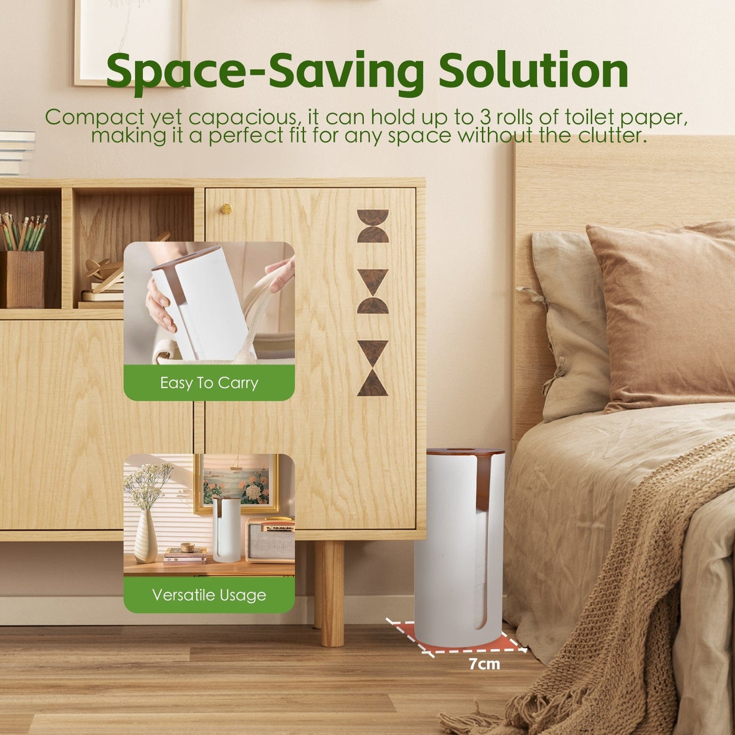 Bamboo Lid Toilet Roll Storage Holder - Factory Direct Shop