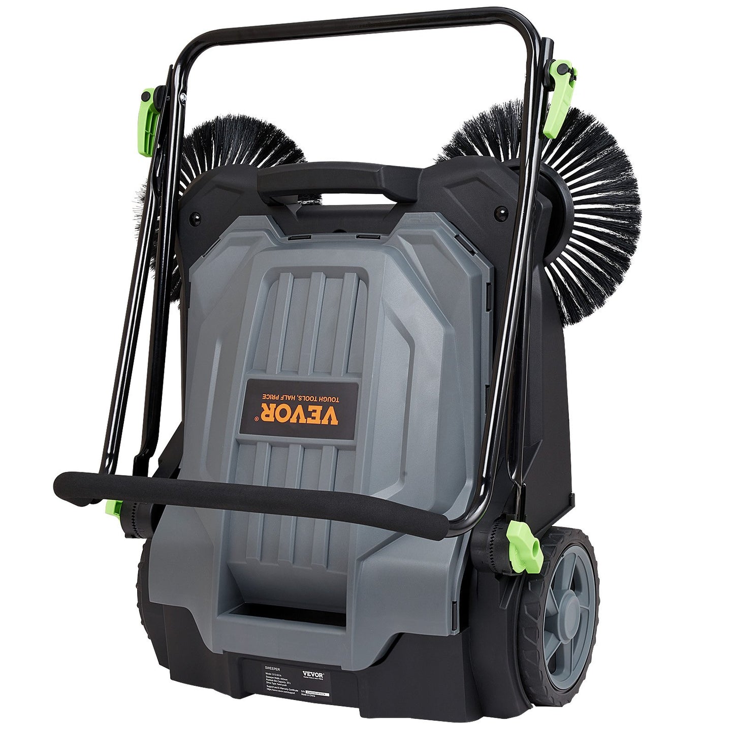 Walk-behind Hand Push Floor Sweeper 25.6" Width 5 Gallon Waste Container
