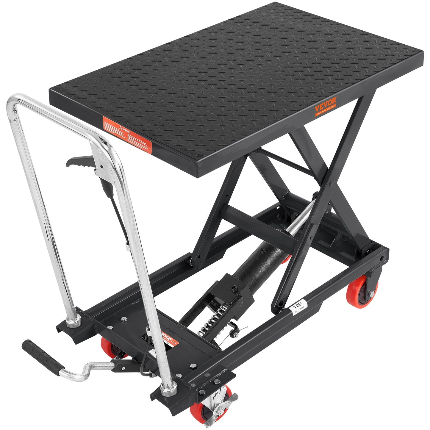 Hydraulic Lift Table Cart, 330lbs Capacity 28.5" Lifting Height, Manual Single Scissor Lift Table with 4 Wheels and Non-slip Pad, Hydraulic Scissor Cart for Material Handling, Black