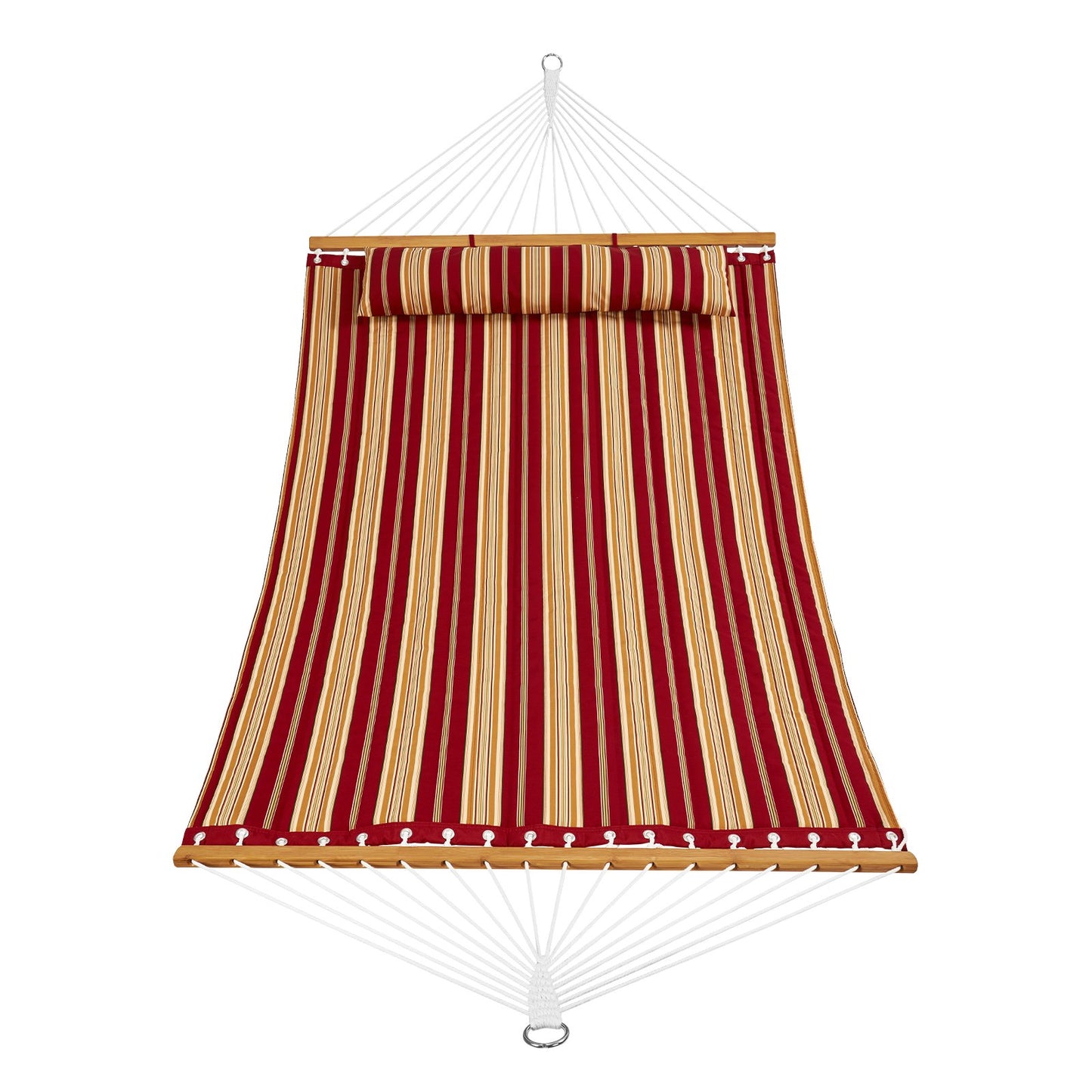 VEVOR Double Quilted Fabric Hammock, 12 FT Double Hammock with Hardwood Spreader Bars, 2 Person Quilted Hammock with Detachable Pillow and Chains for Camping Outdoor Patio Yard Beach, 480 lbs Capacity