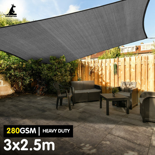 Wallaroo 280 gsm Outdoor Sun Shade Sail Canopy Grey - 3m X 2.5m
Transform your backyard into a cool, shady oasis and stay protected from the summer sun with the Wallaroo Waterproof Shade Sail. This 280gsm heavy-duty fabric sail provides reliable shade and features a breathable construction for significant temperature reduction. Enjoy backyard picnics without overheating, as this durable sail offers steadfast sun protection.