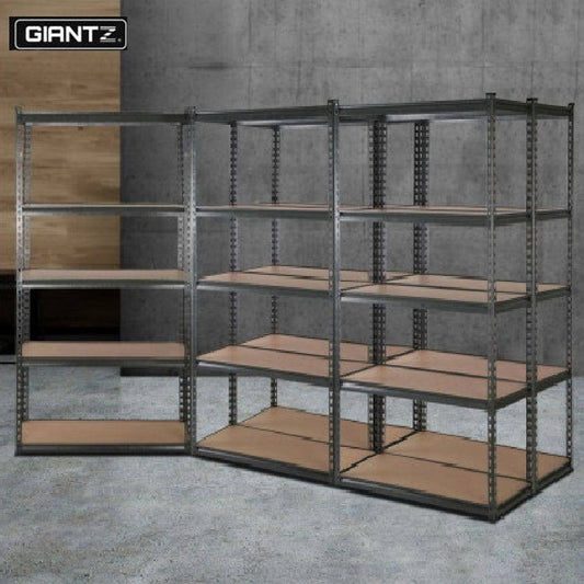 5x1.8M 5-Shelves Steel Warehouse Shelving Racking Garage Storage Rack Grey