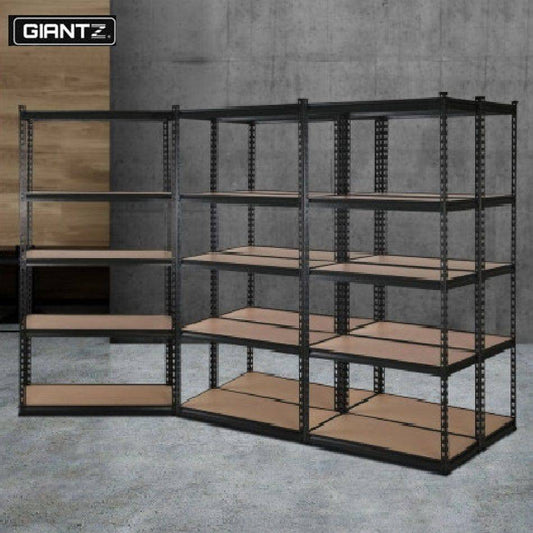 5x1.8M 5-Shelves Steel Warehouse Shelving Racking Garage Storage Rack Black