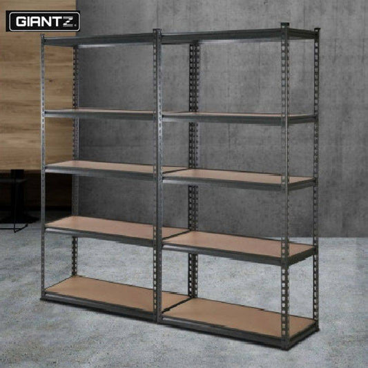 2x1.8M 5-Shelves Steel Warehouse Shelving Racking Garage Storage Rack Grey