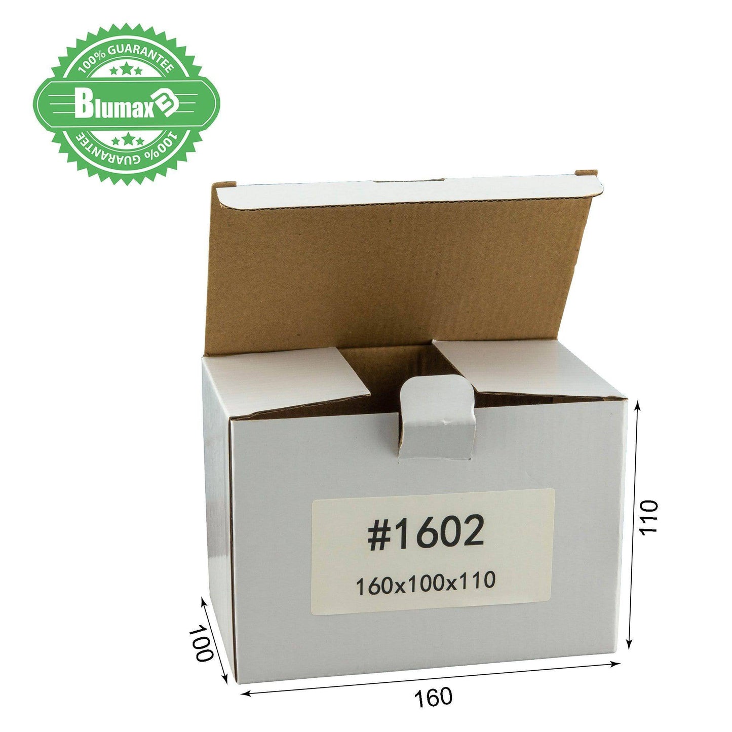 100x 160mm x 100mm x 110mm White Carton Cardboard Shipping Box (#1602)