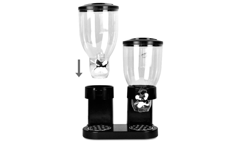 Double Cereal Dispenser Dry Food Storage Container Black