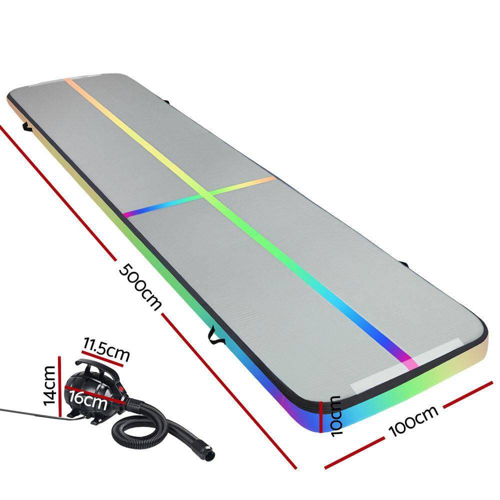 5M Air Track Gymnastics Tumbling Exercise Mat Inflatable Mats + Pump