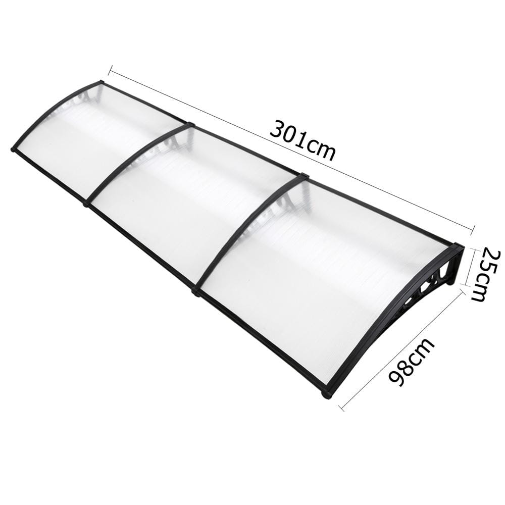 Window Door Awning Shade 1m x 3m - Transparent