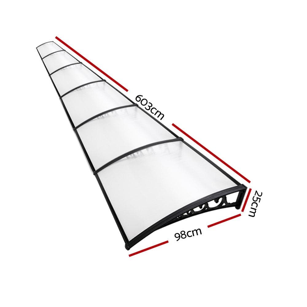 Window Door Awning Door Canopy Patio UV Sun Shield WHITE 1m x 6m DIY