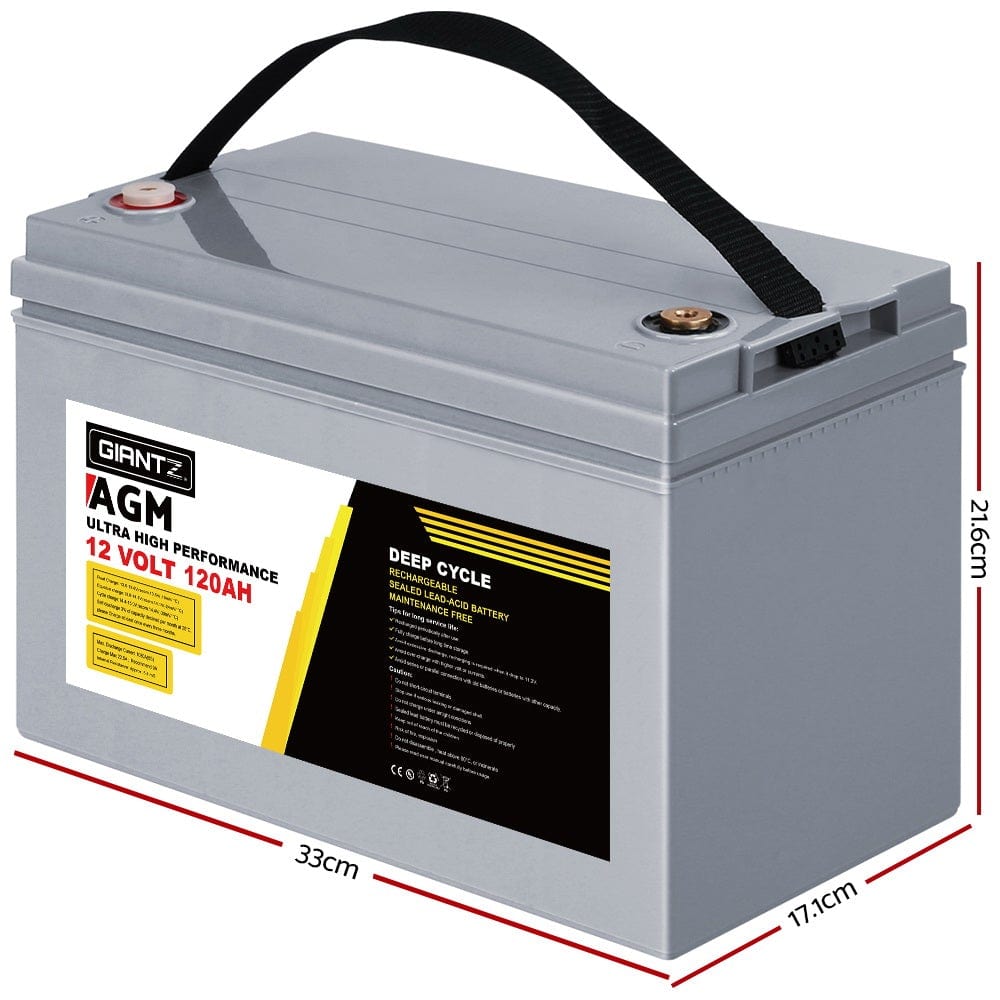 12V 120Ah AGM Deep Cycle Battery Marine Sealed Power Portable Box Solar