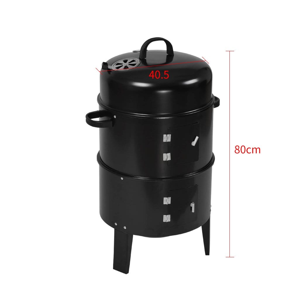 3in1 Charcoal BBQ Grill Smoker Portable Outdoor Barbecue Roaster Steel
