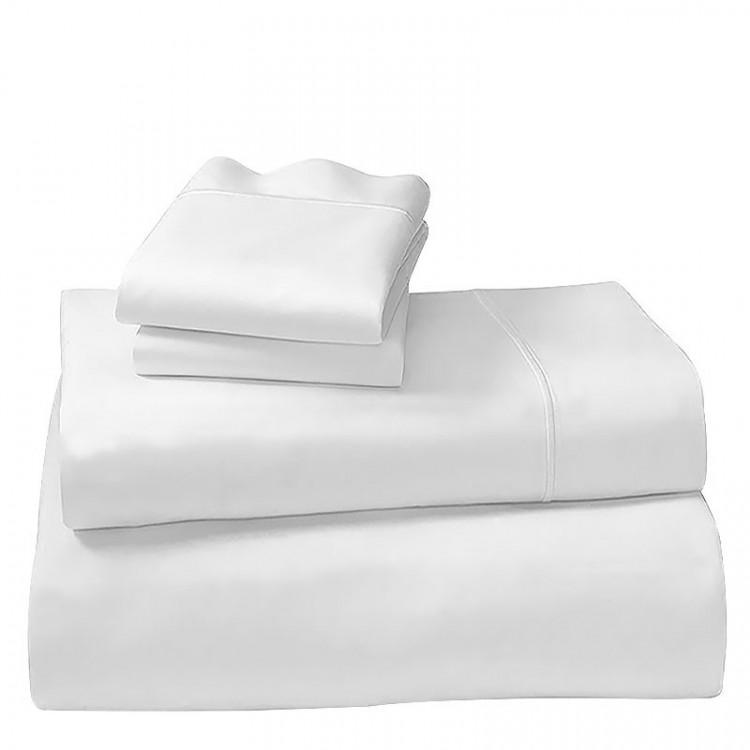 Bed Sheets Microfibre 1000TC 4PC King Sheet Set-White Cotton-Laura Hill