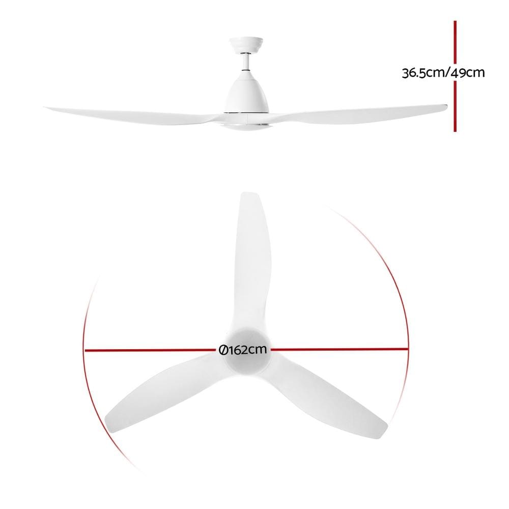 64" DC Motor Ceiling Fan with LED Light with Remote 8H Timer Reverse Mode 5 Speeds White (CF-B-64-334-WH)