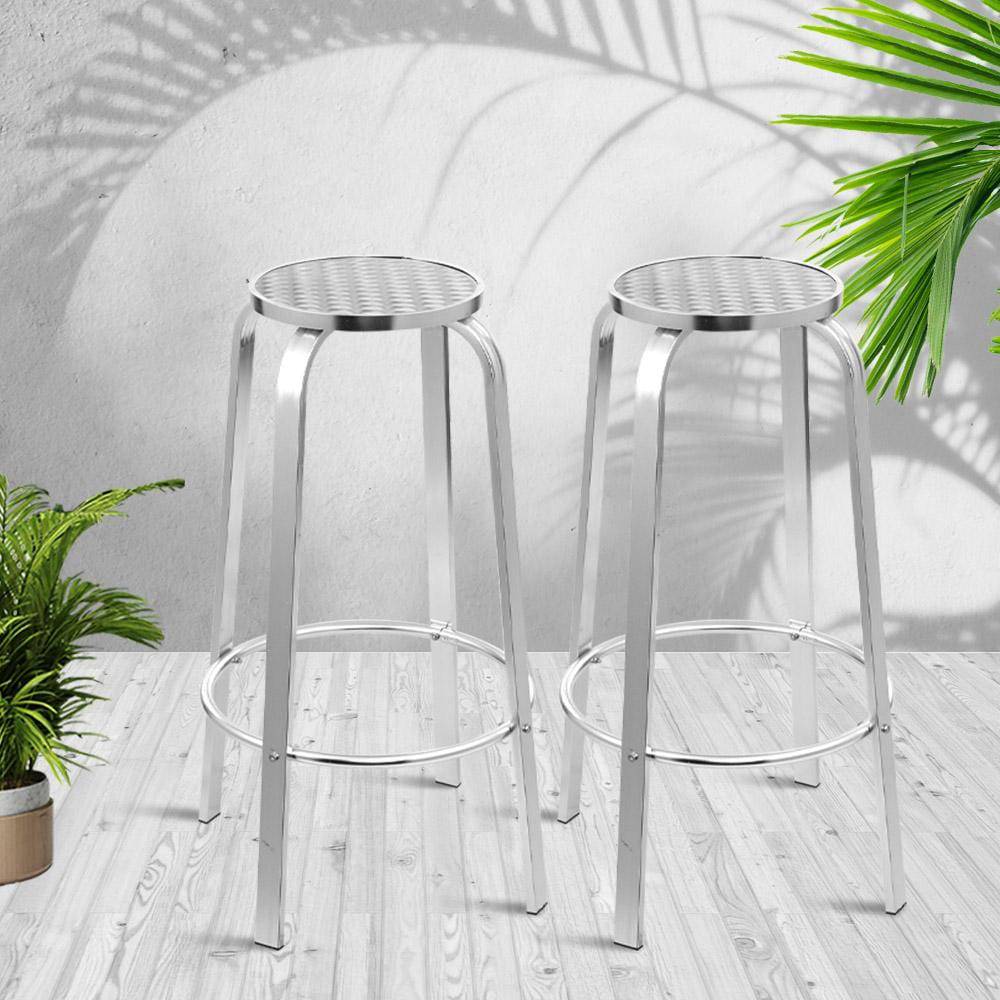 Gardeon 2x Outdoor Bar Stools Aluminum