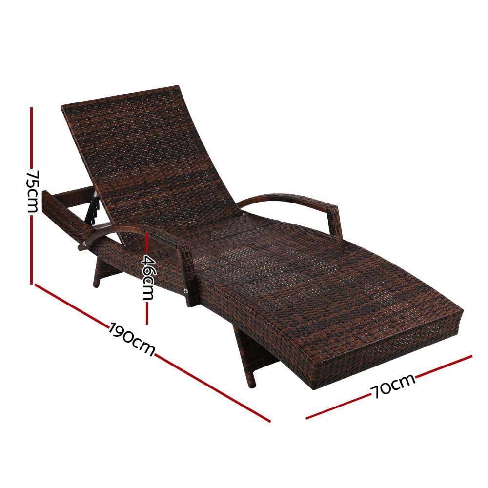 2x Sun Lounge Outdoor Furniture Day Bed Rattan Wicker Lounger Patio