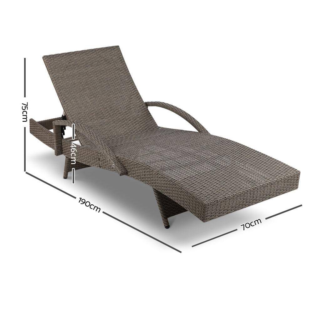Outdoor Sun Lounge Chair with Cushion- Grey