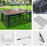 Fire Pit BBQ Grill Stove Table Ice Pits Patio Fireplace Heater 3 IN 1 94 x 71 x 46cm