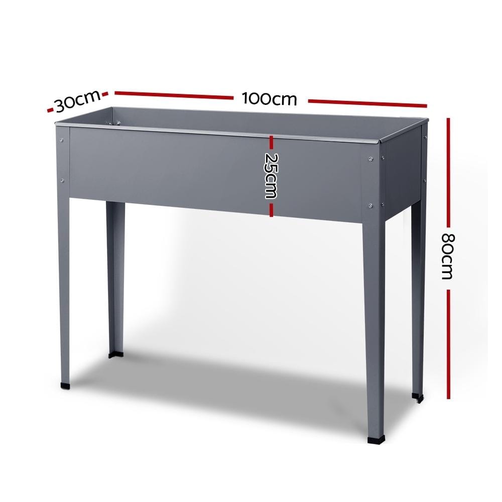 Green Fingers Garden Bed Elevated 100X80X30cm Planter Box Container Galvanised