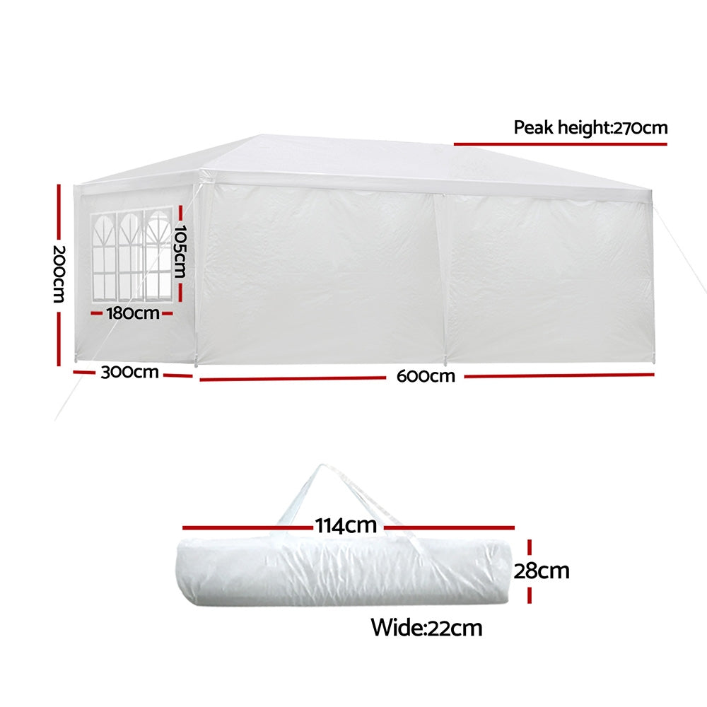Instahut Gazebo Outdoor Marquee-White 3x6m