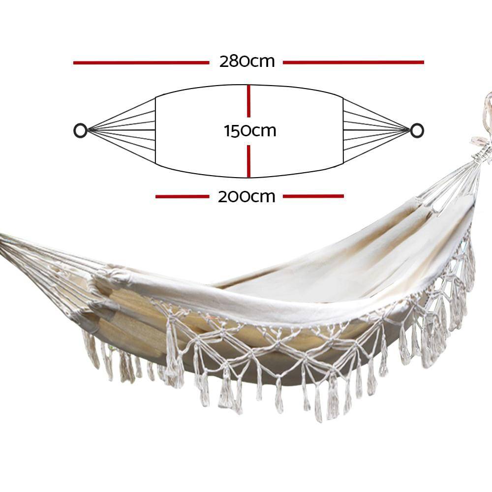 Hammock Hanging Tassel Hammock Swing Bed Cream