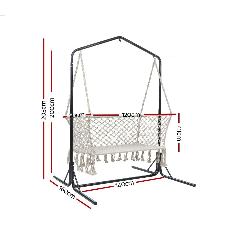 Hammock Chair with Stand Macrame-Gardeon Double Swing