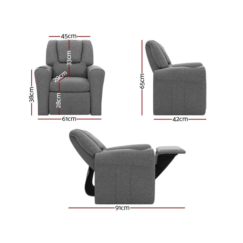 Luxury Kids Recliner Chair Fabric Armchair