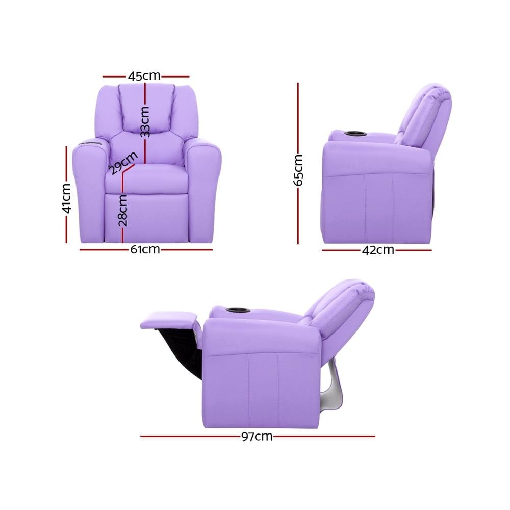 Luxury Kids Recliner Sofa Chair PU Couch Armchair Purple
