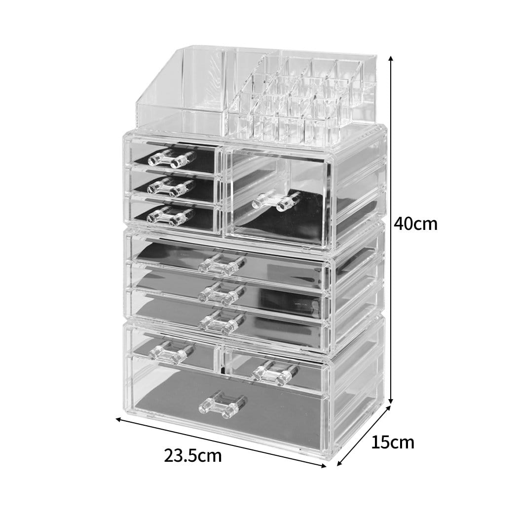 Cosmetic 10 Drawer Makeup Organizer Storage Jewellery Holder Box Acrylic Display