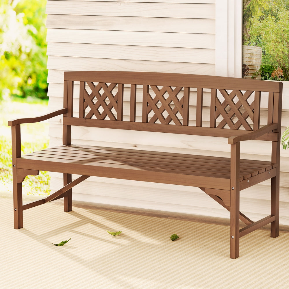 Gardeon Wooden Garden Bench 3 Seat Patio Furniture Timber Outdoor Lounge Chair Natural