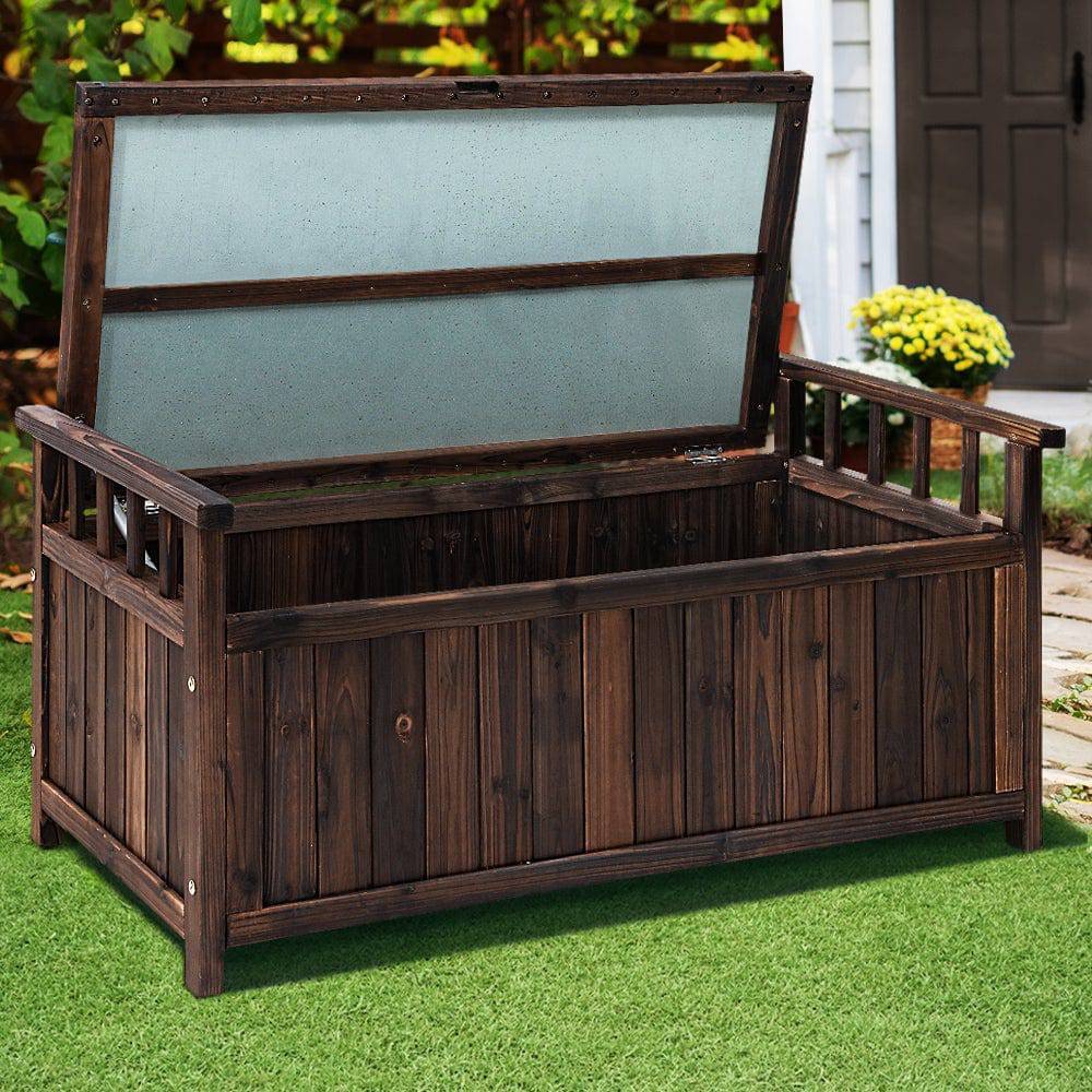 Outdoor Storage Box Wooden Garden Bench Chest Toy Tool Sheds Furniture 160L