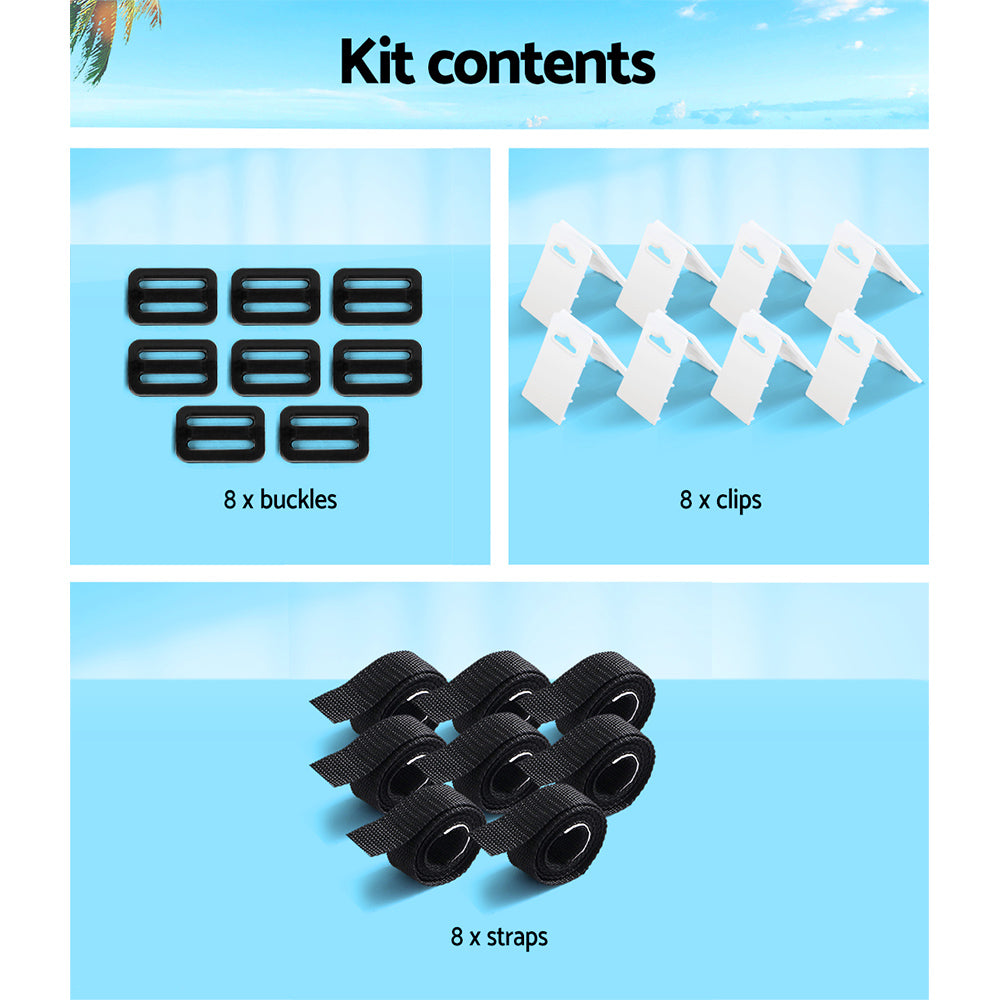 Aqua buddy Pool Cover Roller Attachment Straps Kit 8PCS for Swimming Solar Pool