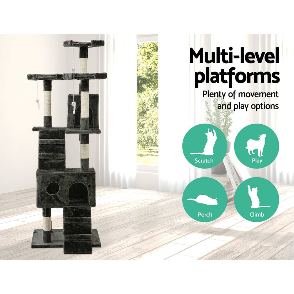 Cat Tree 180cm Trees Scratching Post Scratcher Tower Condo House Furniture Wood