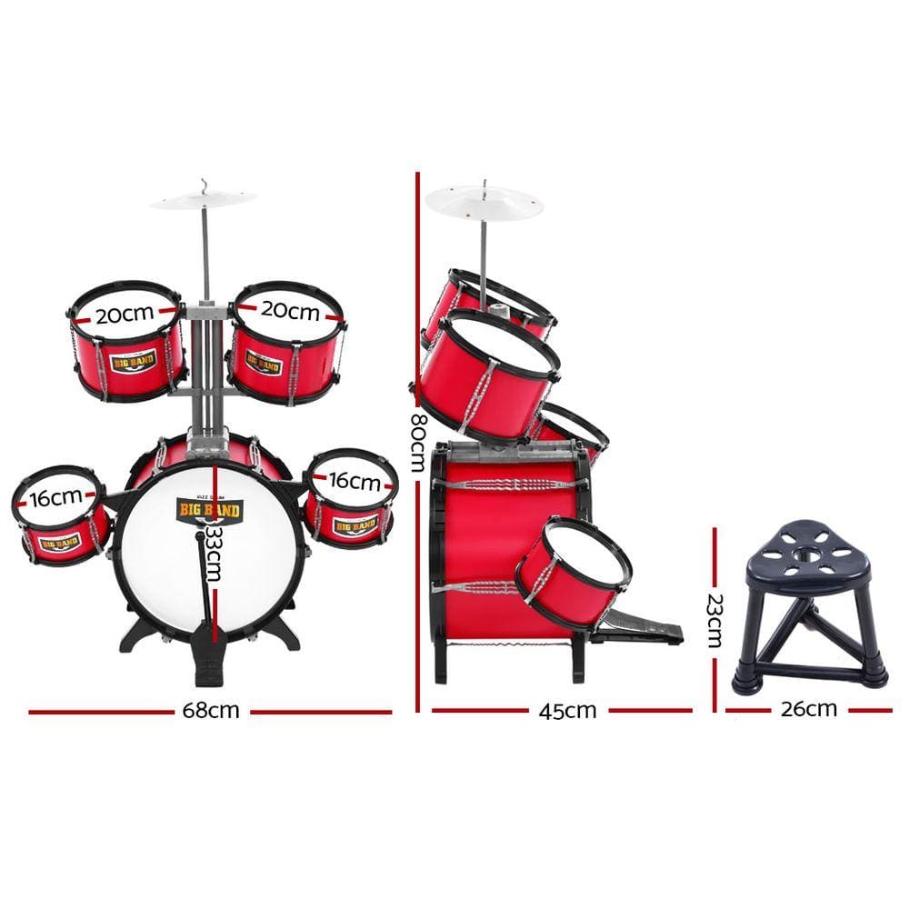 Drum Set Junior Drums Kit Keezi Kids 7 Musical Play Toys Childrens Mini Big Band