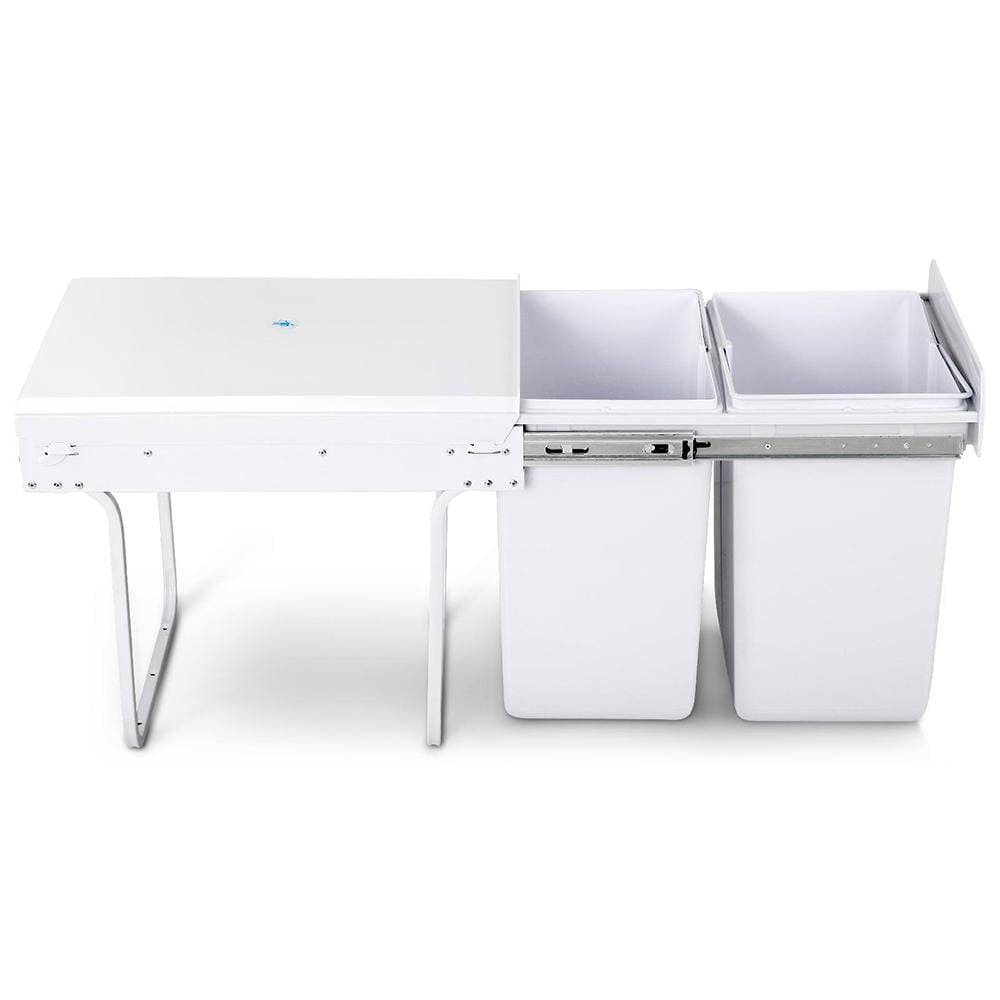 Pull Out Kitchen Bin -Cefito 2x20L White